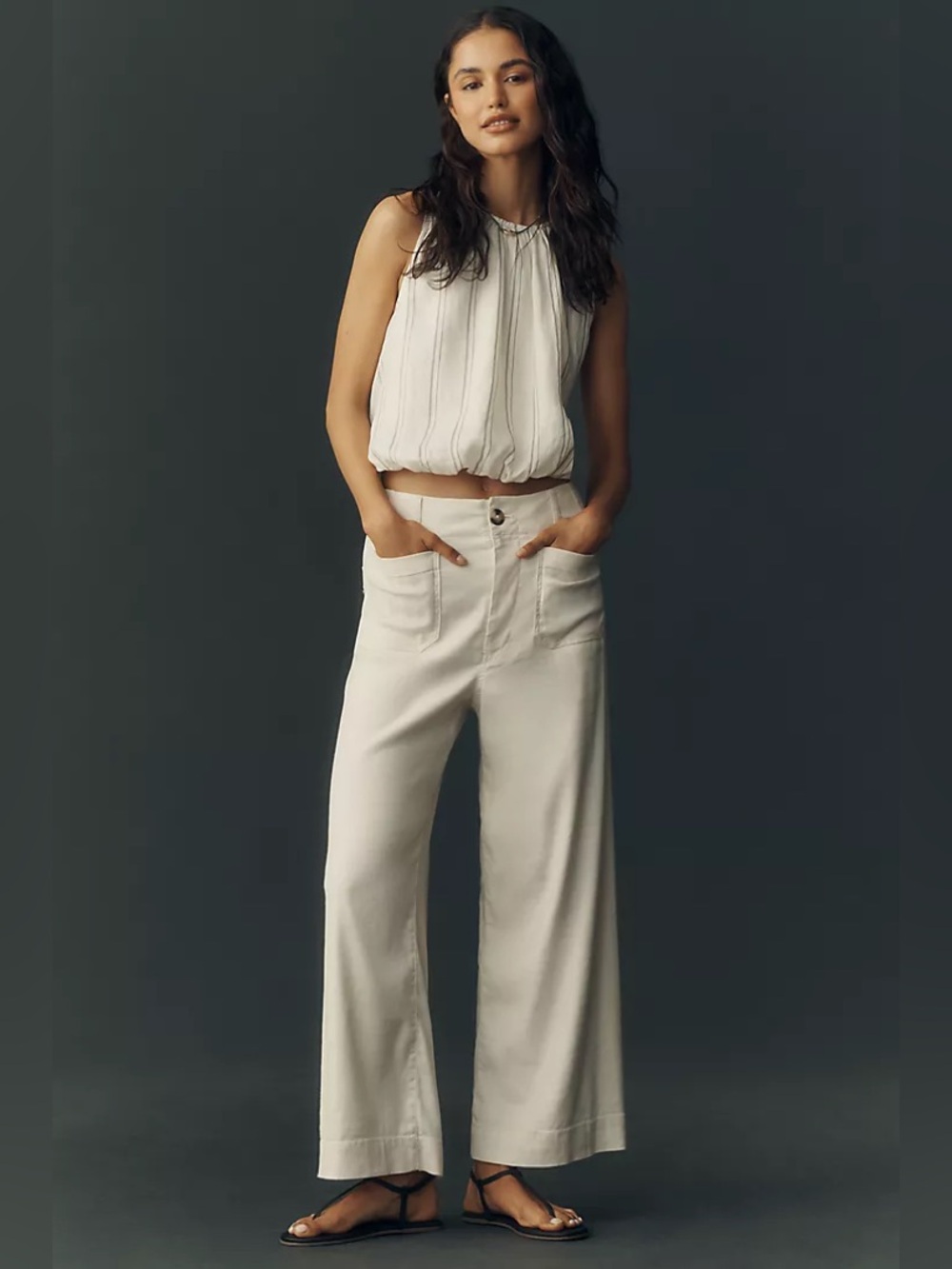 Anthropologie Maeve The Collette Linen wide leg trouser pants